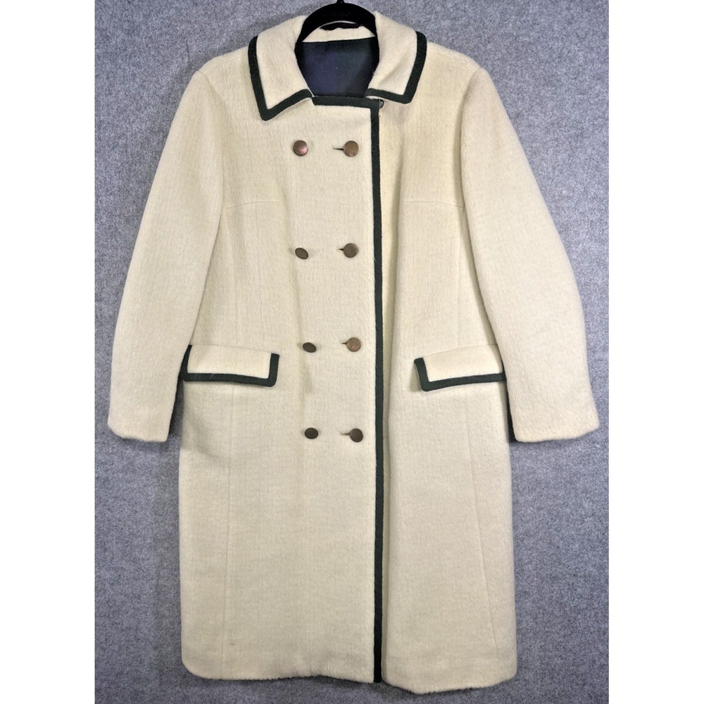 Lodenfrey Munich Loden Coat Womens Medium Cream Double Breasted Vintage Germany